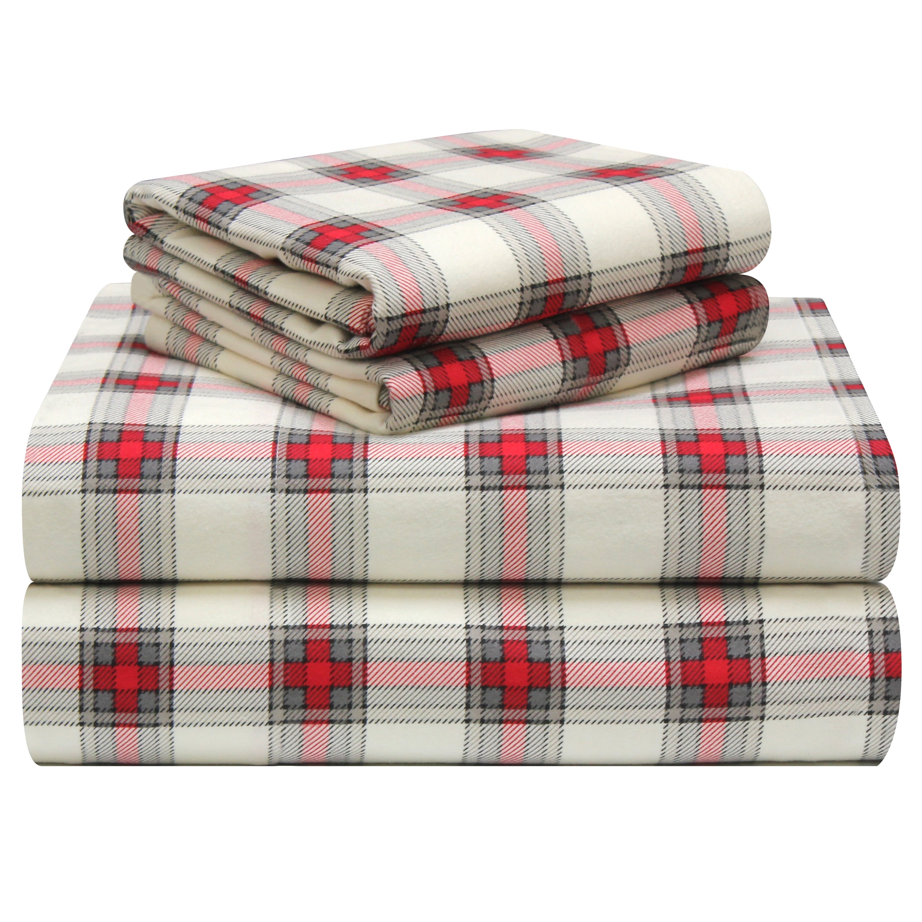 Parure de lit Pointehaven Plaid Luxury Flannel Heavy Weigh 180 GSM 100 % coton