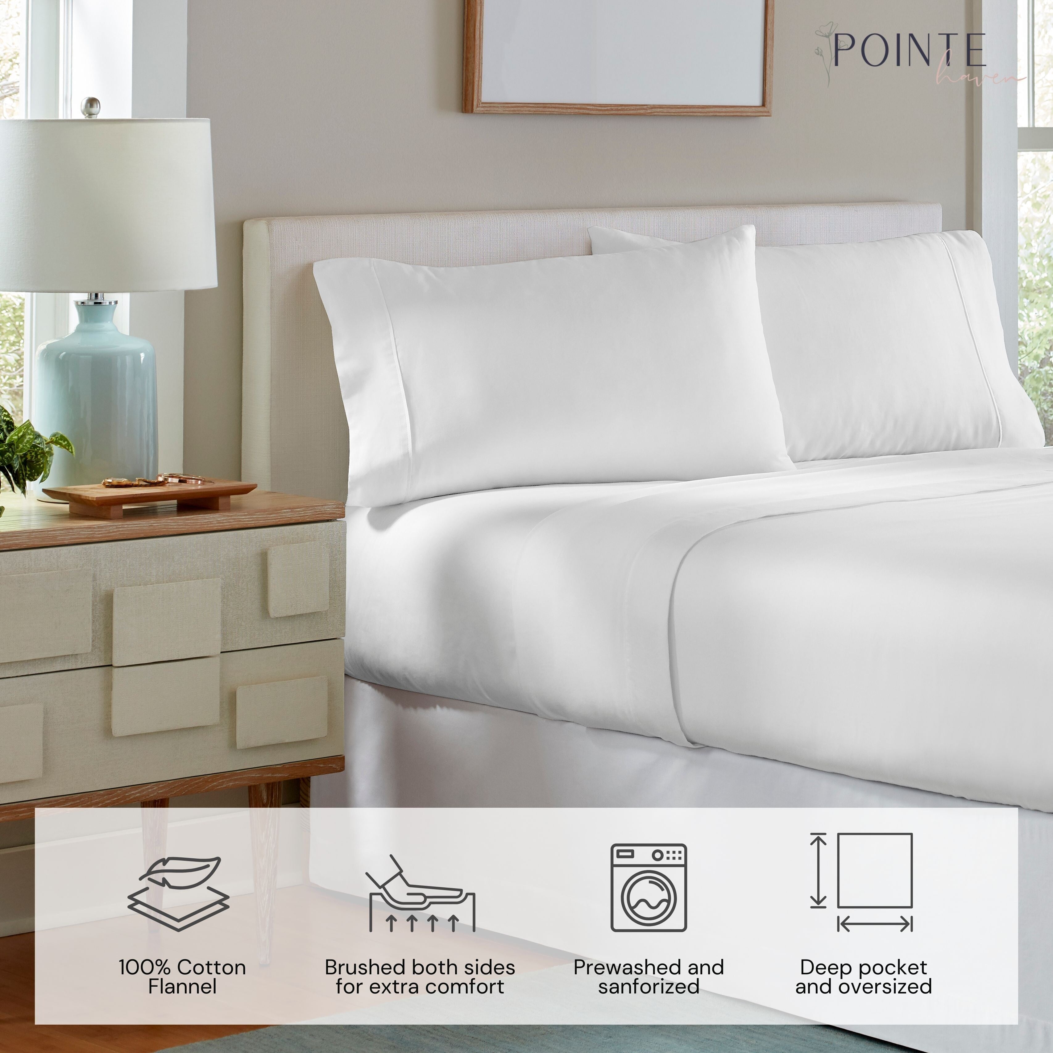 Parure de lit Pointehaven Plaid Luxury Flannel Heavy Weigh 180 GSM 100 % coton