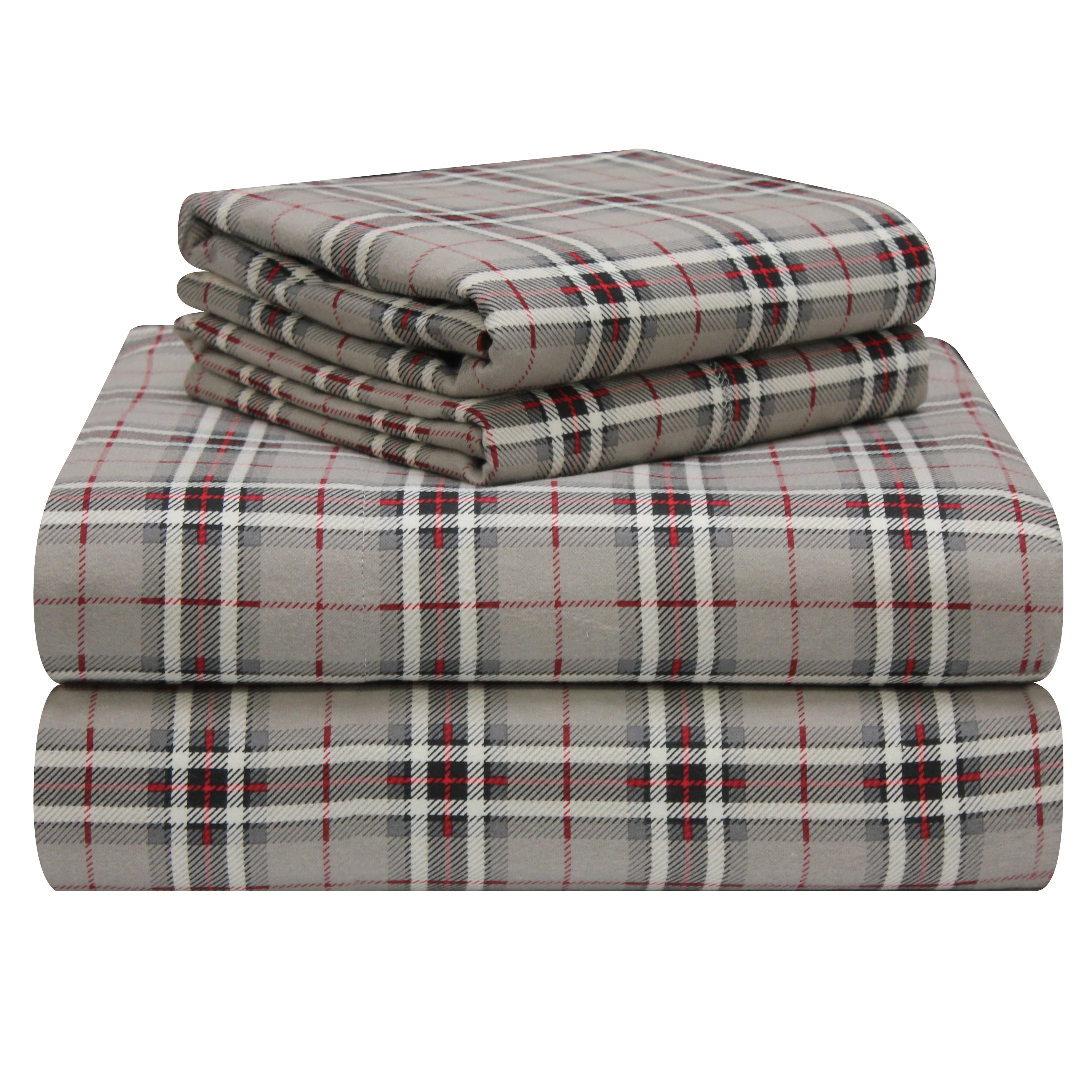 Parure de lit Pointehaven Plaid Luxury Flannel Heavy Weigh 180 GSM 100 % coton