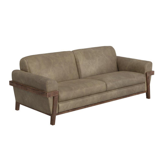 Canapé Pola, 95 pouces, 2 coussins décoratifs, polyester marron neutre moderne