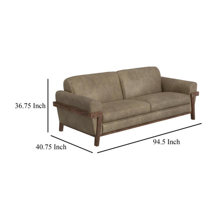 Canapé Pola, 95 pouces, 2 coussins décoratifs, polyester marron neutre moderne