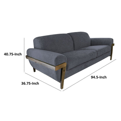 Canapé Pola, polyester gris fer, coussins en mousse, pin massif, 240 cm