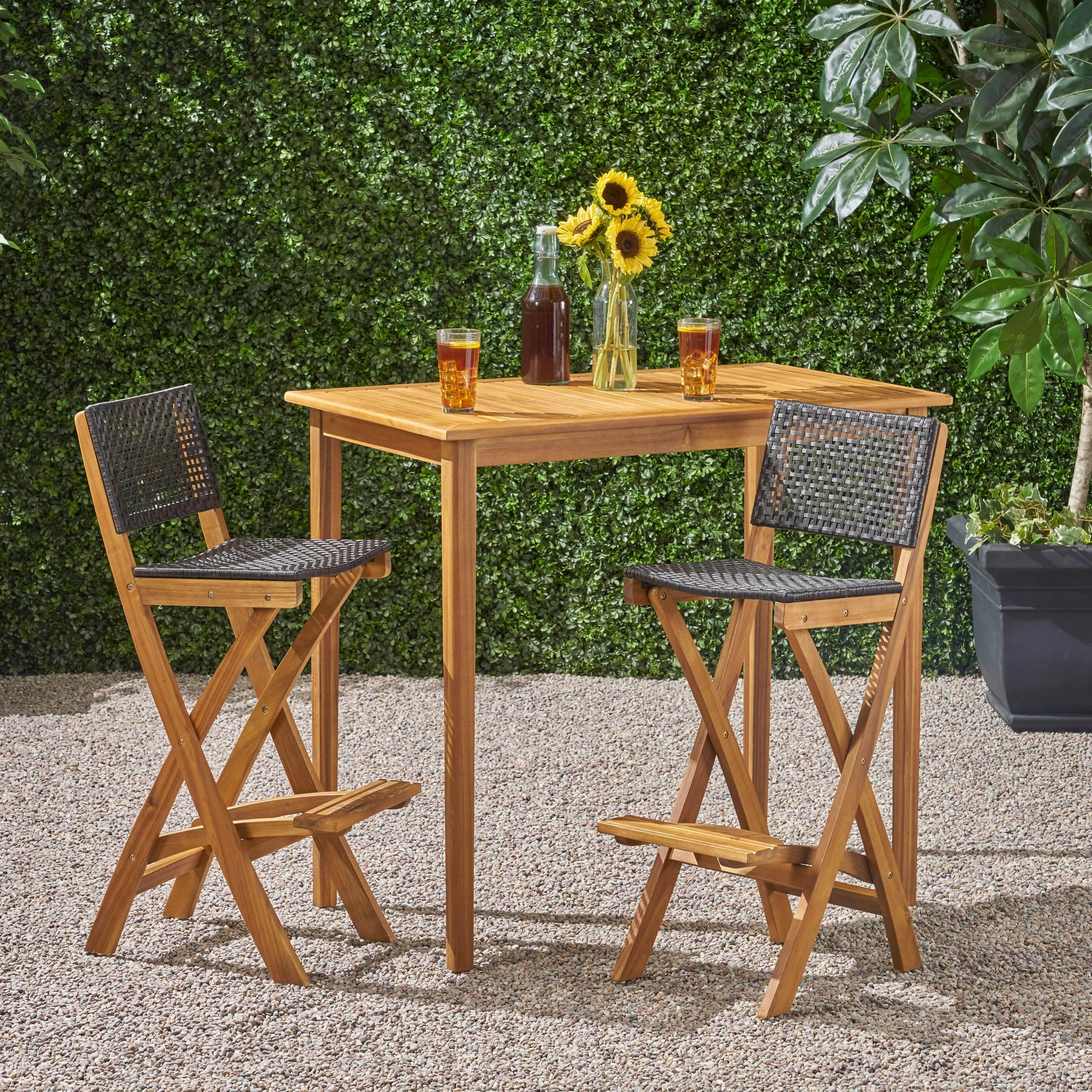 Ensemble de table de bar d'extérieur Polaris 45 pouces 3 pièces par Christopher Knight Home
