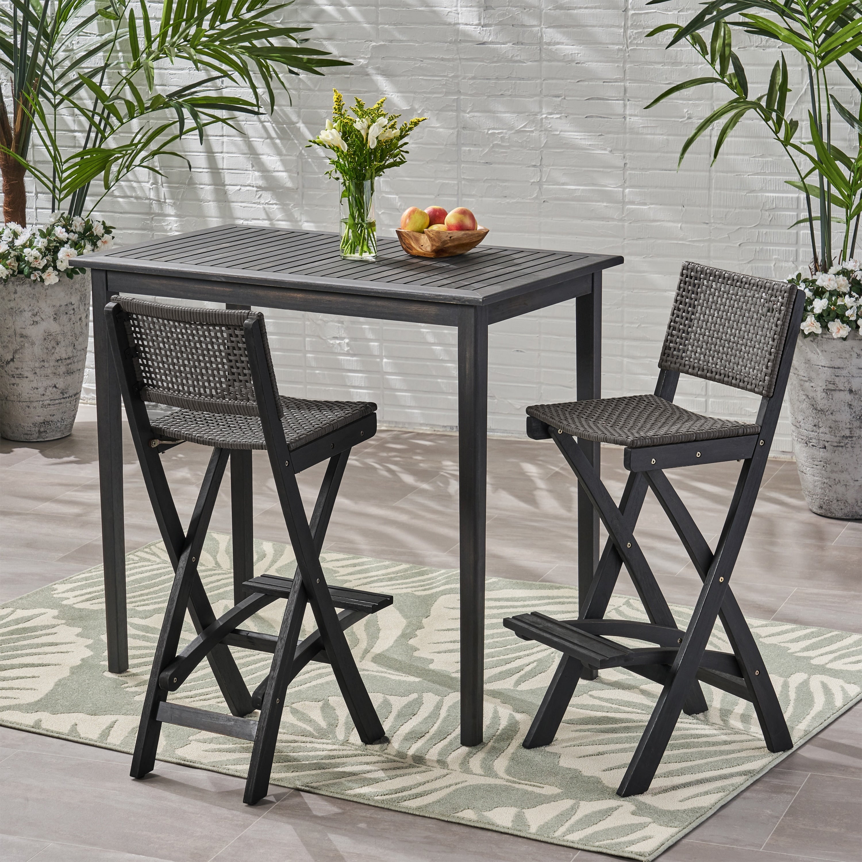 Ensemble de table de bar d'extérieur Polaris 45 pouces 3 pièces par Christopher Knight Home