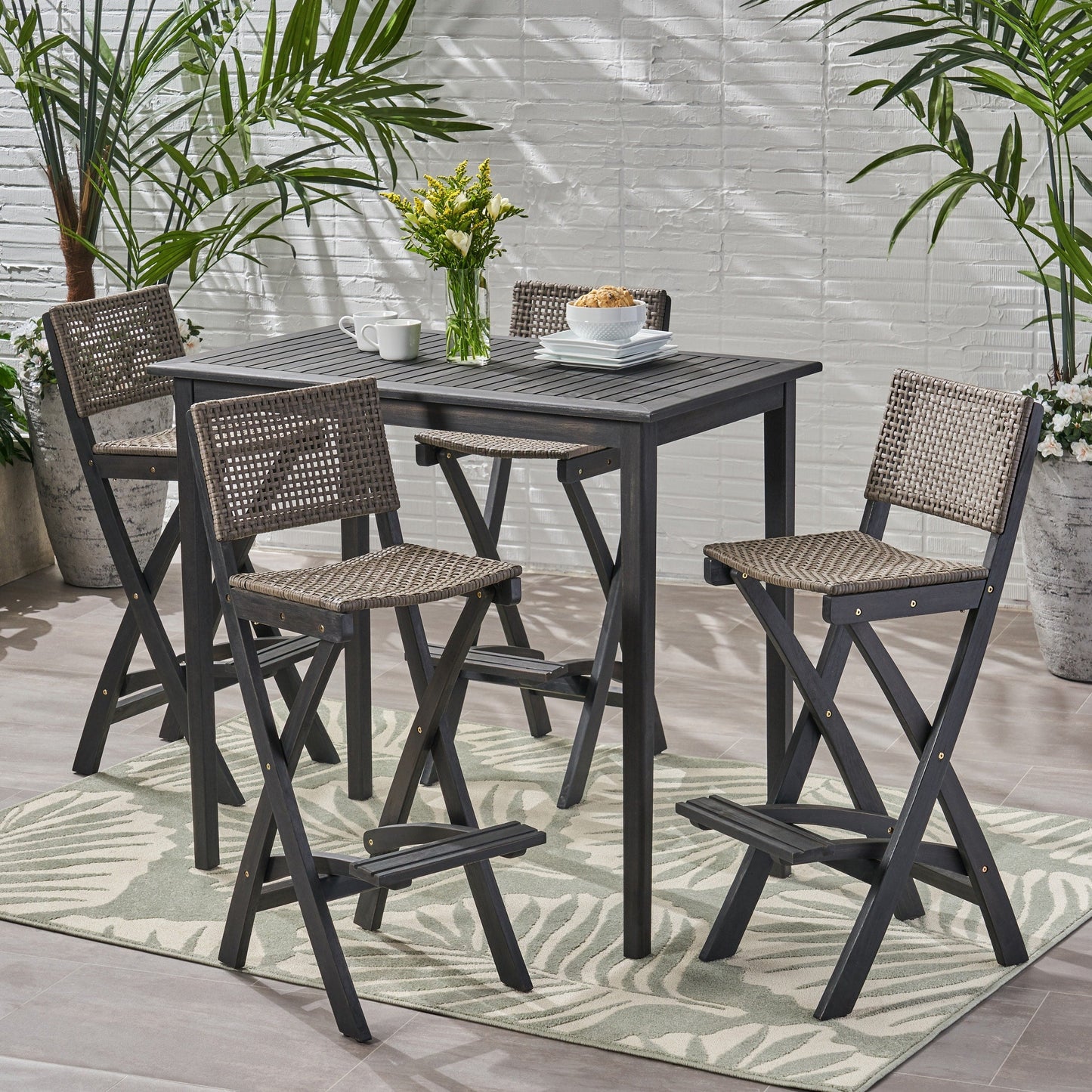 Ensemble de table de bar d'extérieur Polaris 45 pouces 5 pièces par Christopher Knight Home