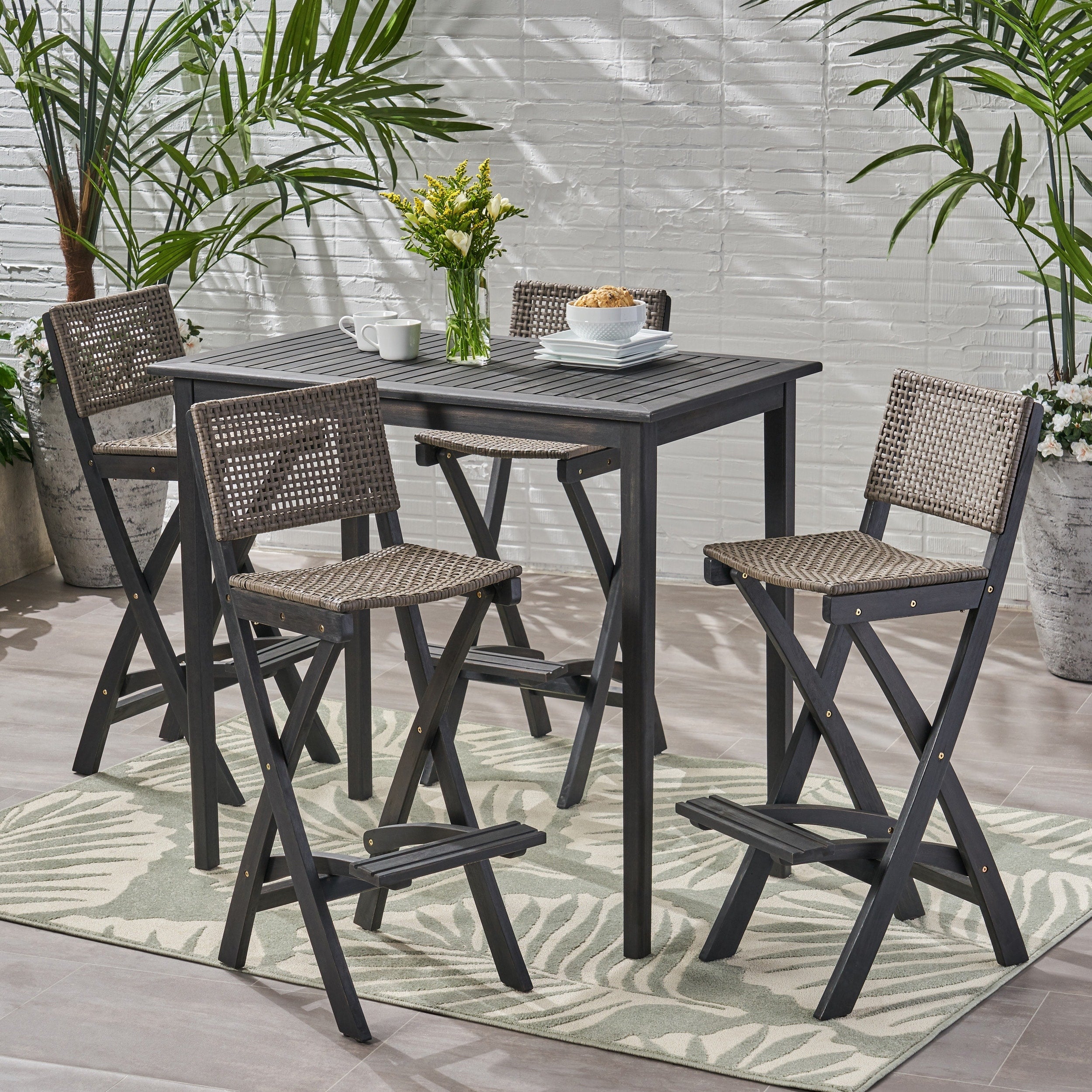 Ensemble de table de bar d'extérieur Polaris 45 pouces 5 pièces par Christopher Knight Home