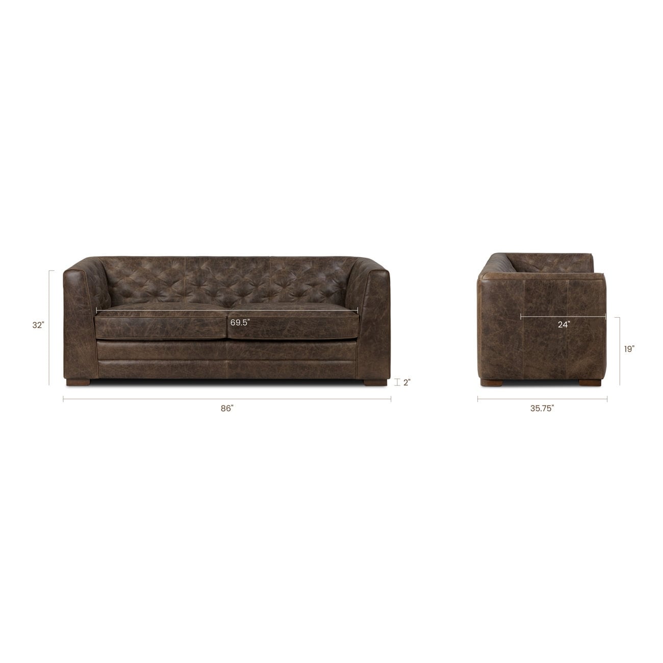 Canapé-lit convertible en cuir véritable Poly &amp; Bark Essex 86