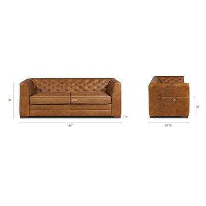 Canapé-lit convertible en cuir véritable Poly &amp; Bark Essex 86