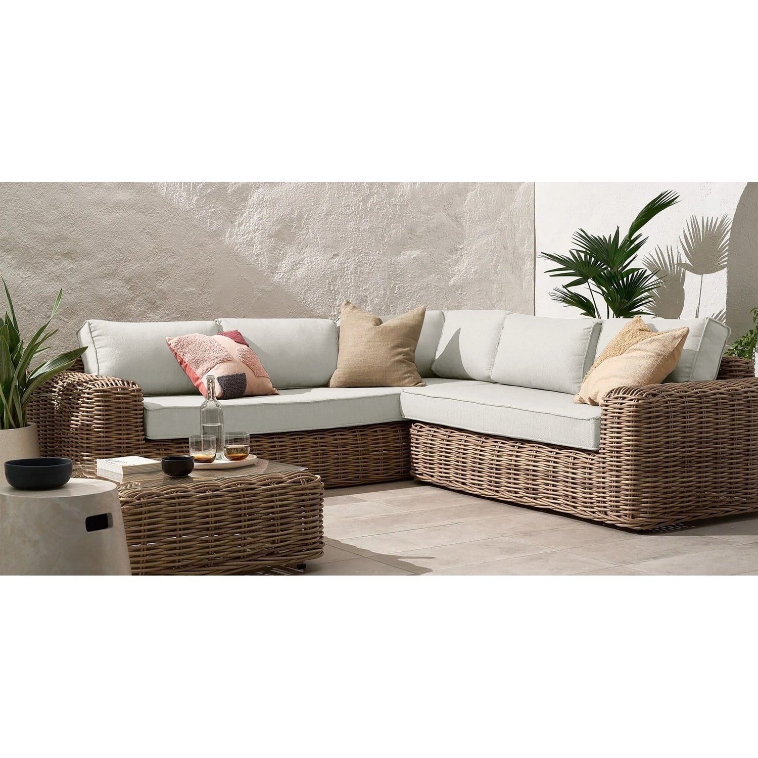 Ensemble de salon d'angle d'extérieur/terrasse Poly &amp; Bark Puglia avec table basse