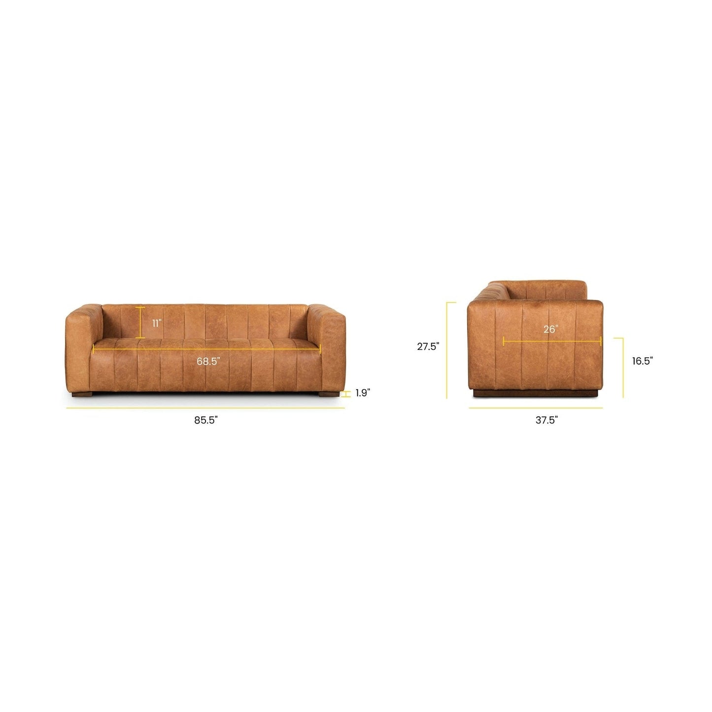 Canapé Canale Poly &amp; Bark - Cuir italien véritable pleine fleur