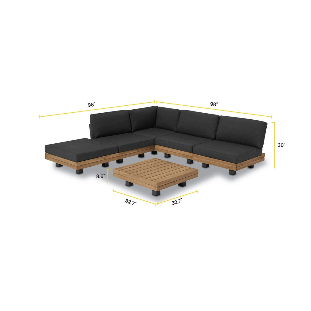 Ensemble de salon d'angle modulaire d'extérieur/terrasse Poly &amp; Bark Celenza 98 avec table basse