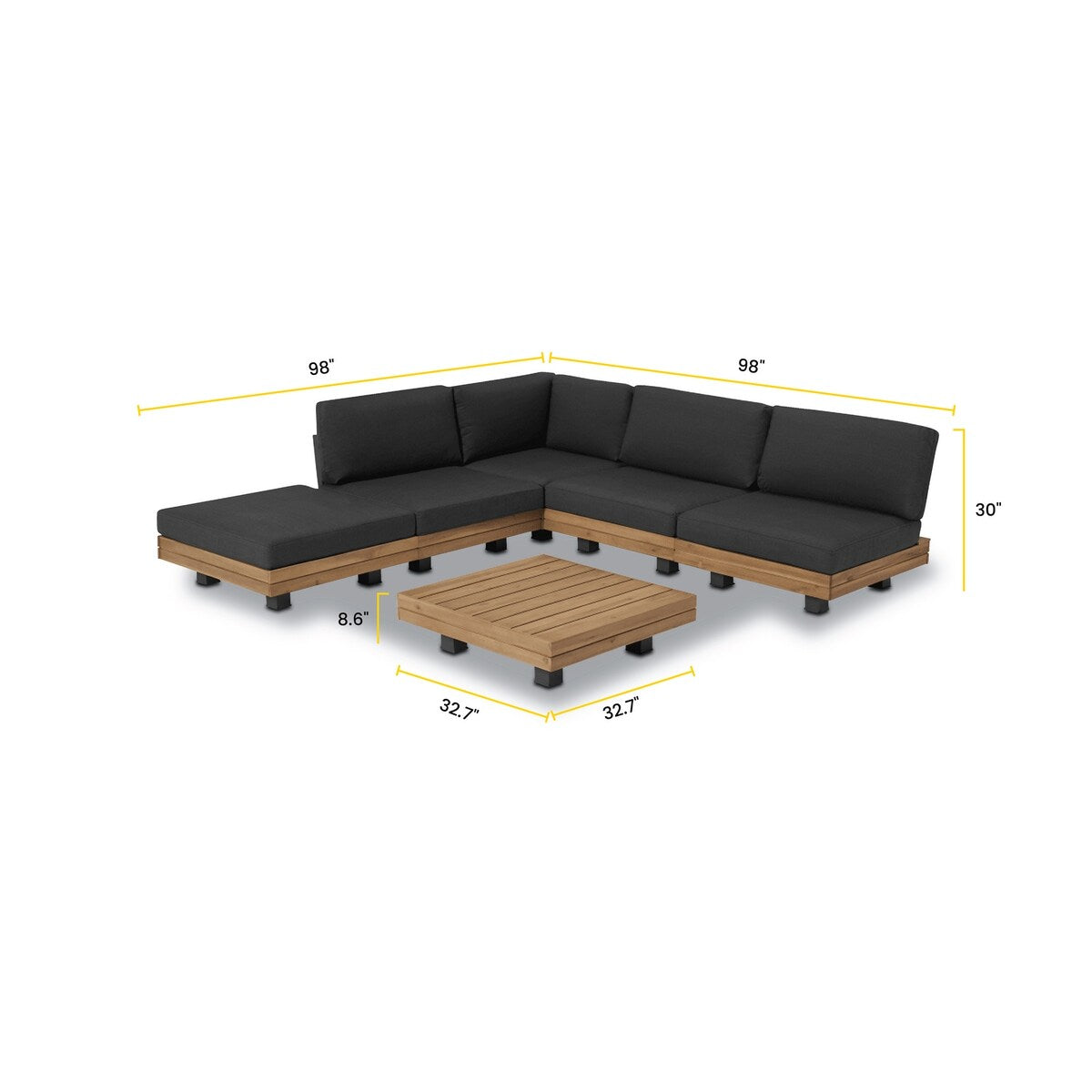 Ensemble de salon d'angle modulaire d'extérieur/terrasse Poly &amp; Bark Celenza 98 avec table basse
