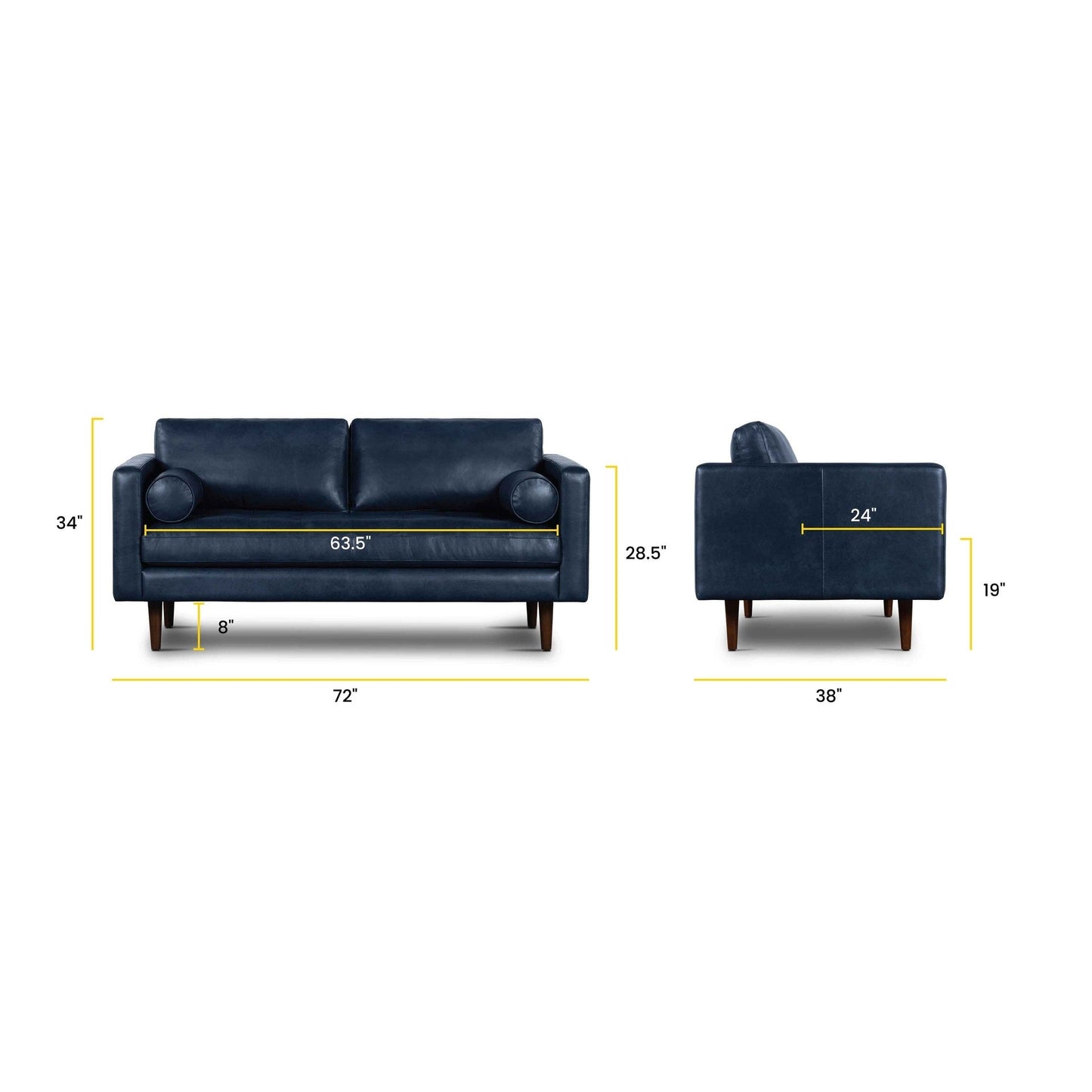 Canapé d'appartement Poly &amp; Bark Napa 72 - Cuir italien véritable pleine fleur