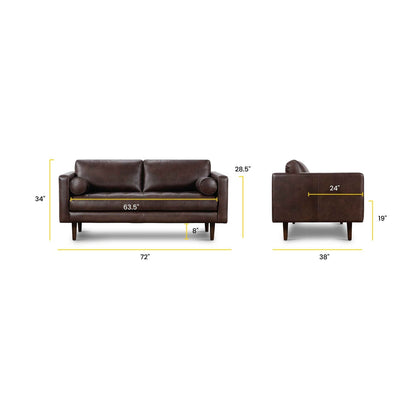 Canapé d'appartement Poly &amp; Bark Napa 72 - Cuir italien véritable pleine fleur
