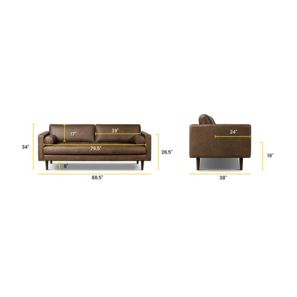 Canapé Napa 88,5 en Poly &amp; Bark - Cuir italien véritable