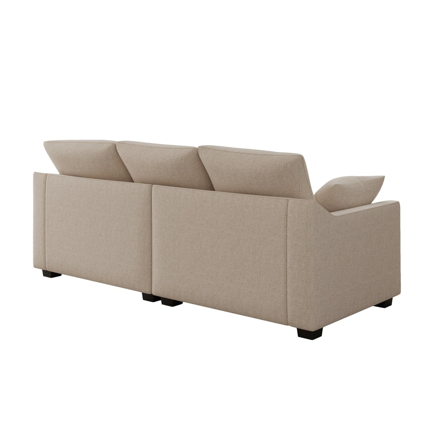 Canapé 3 places en polyester avec coussins et pieds en bois