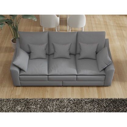 Canapé 3 places en polyester avec coussins et pieds en bois