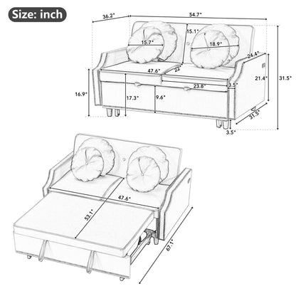 Canapé-lit réglable en polyester avec ports USB