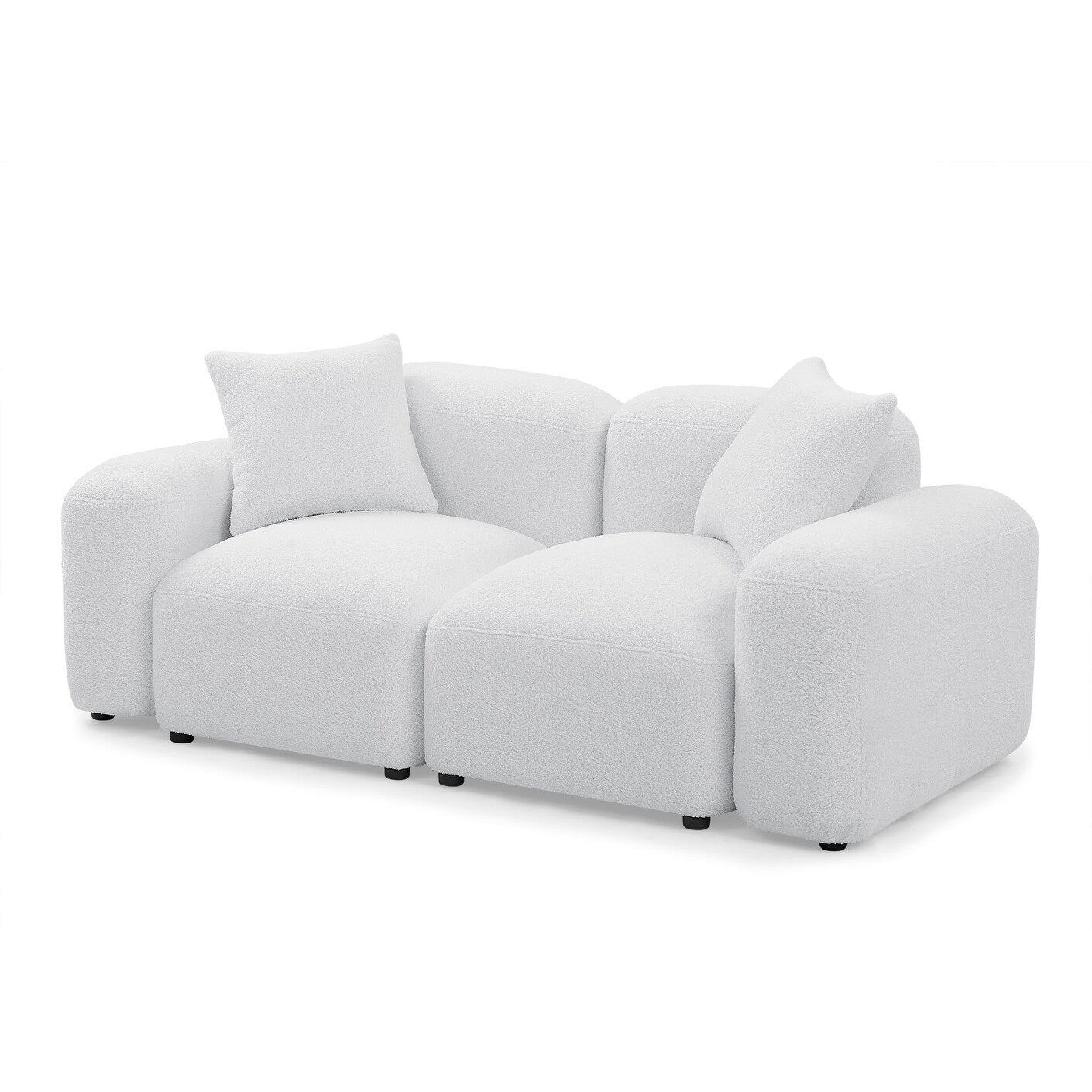 Canapé modulable en polyester avec cadre en bois massif et pieds en plastique noir pour salon