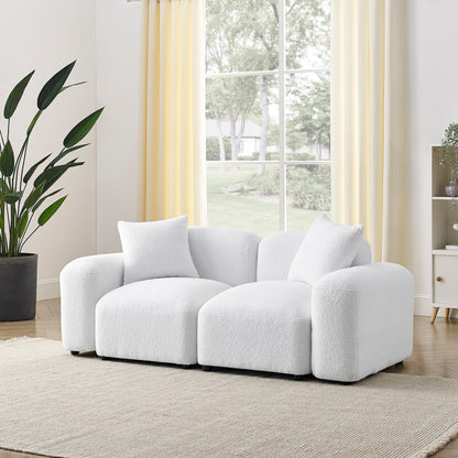 Canapé modulable en polyester avec cadre en bois massif et pieds en plastique noir pour salon