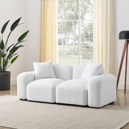 Canapé modulable en polyester avec cadre en bois massif et pieds en plastique noir pour salon