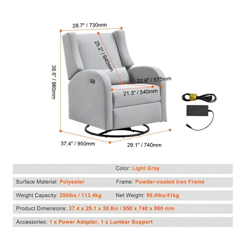 Fauteuil inclinable pivotant en polyester, ergonomique et électrique