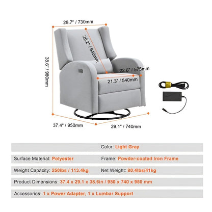 Fauteuil inclinable pivotant en polyester, ergonomique et électrique