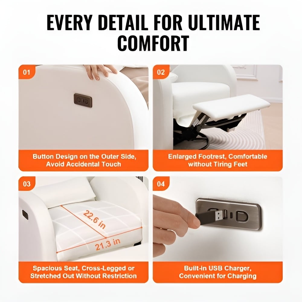 Fauteuil inclinable pivotant en polyester, ergonomique et électrique
