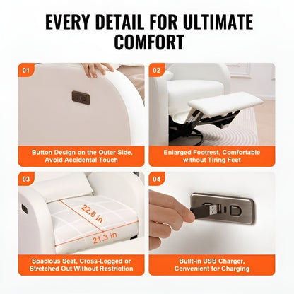 Fauteuil inclinable pivotant en polyester, ergonomique et électrique