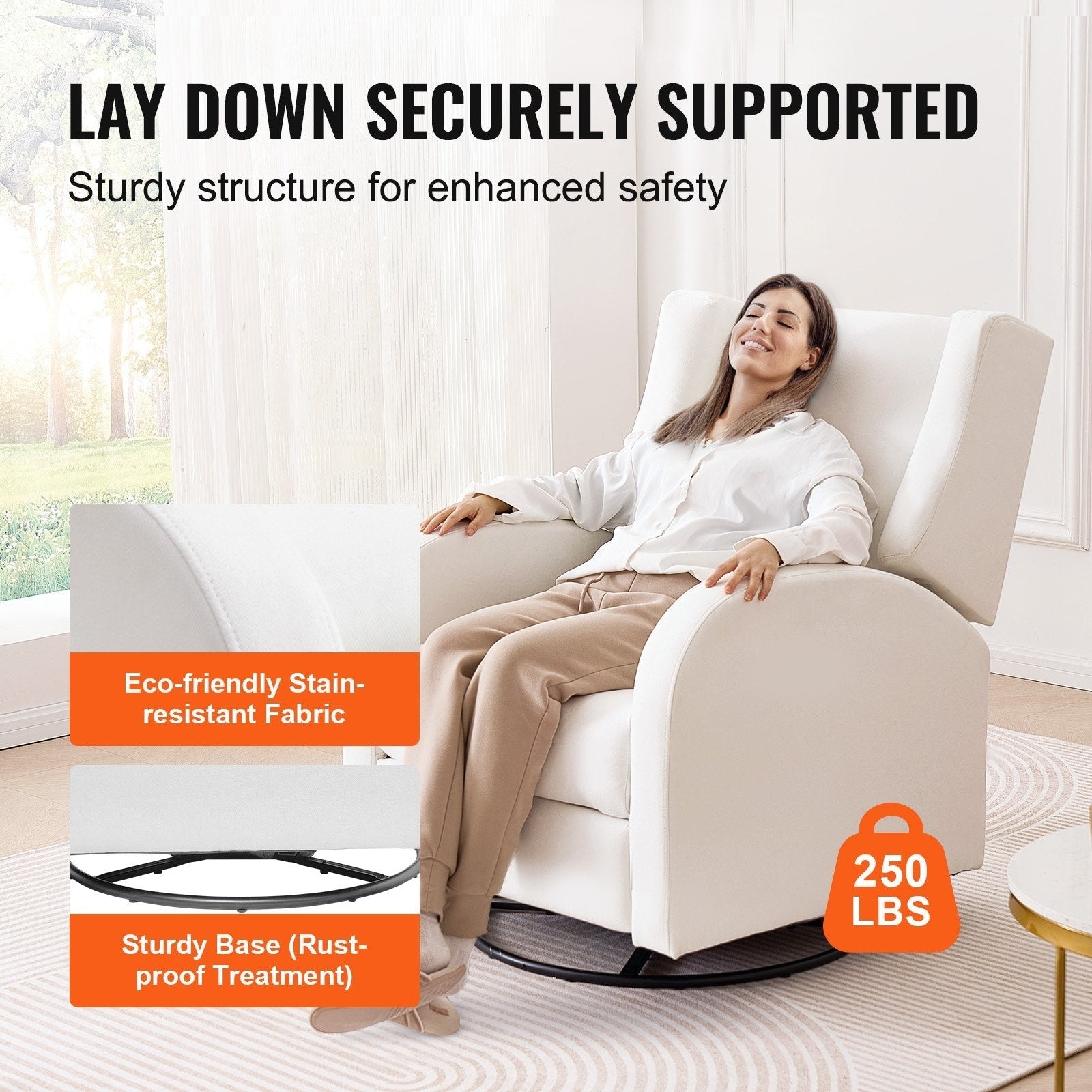 Fauteuil inclinable pivotant en polyester, ergonomique et électrique