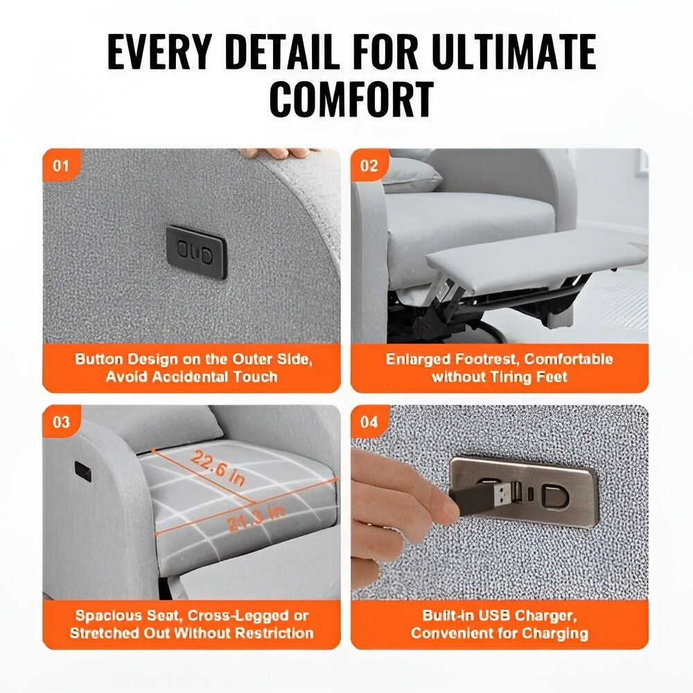 Fauteuil inclinable pivotant en polyester, ergonomique et électrique