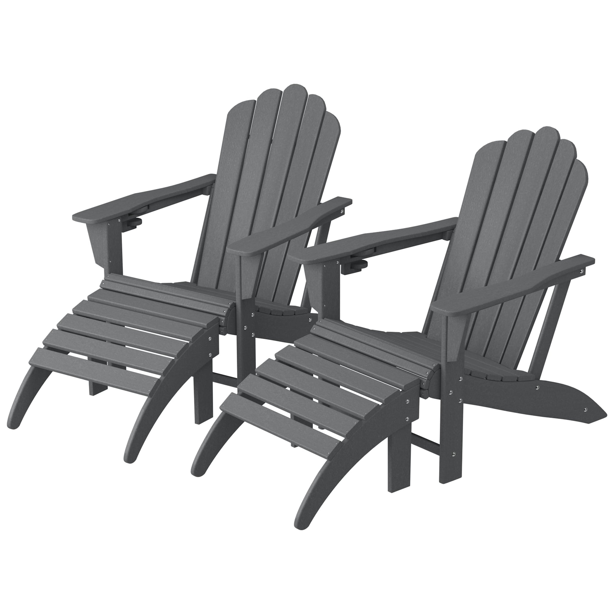 Ensemble de 4 chaises Adirondack d'extérieur Polytrends Aderson avec pouf
