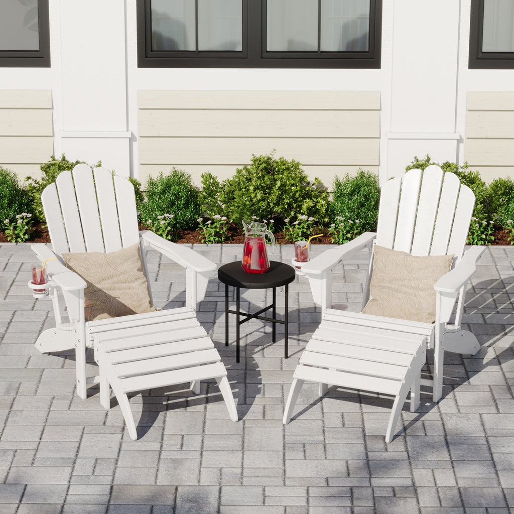 Ensemble de 4 chaises Adirondack d'extérieur Polytrends Aderson avec pouf