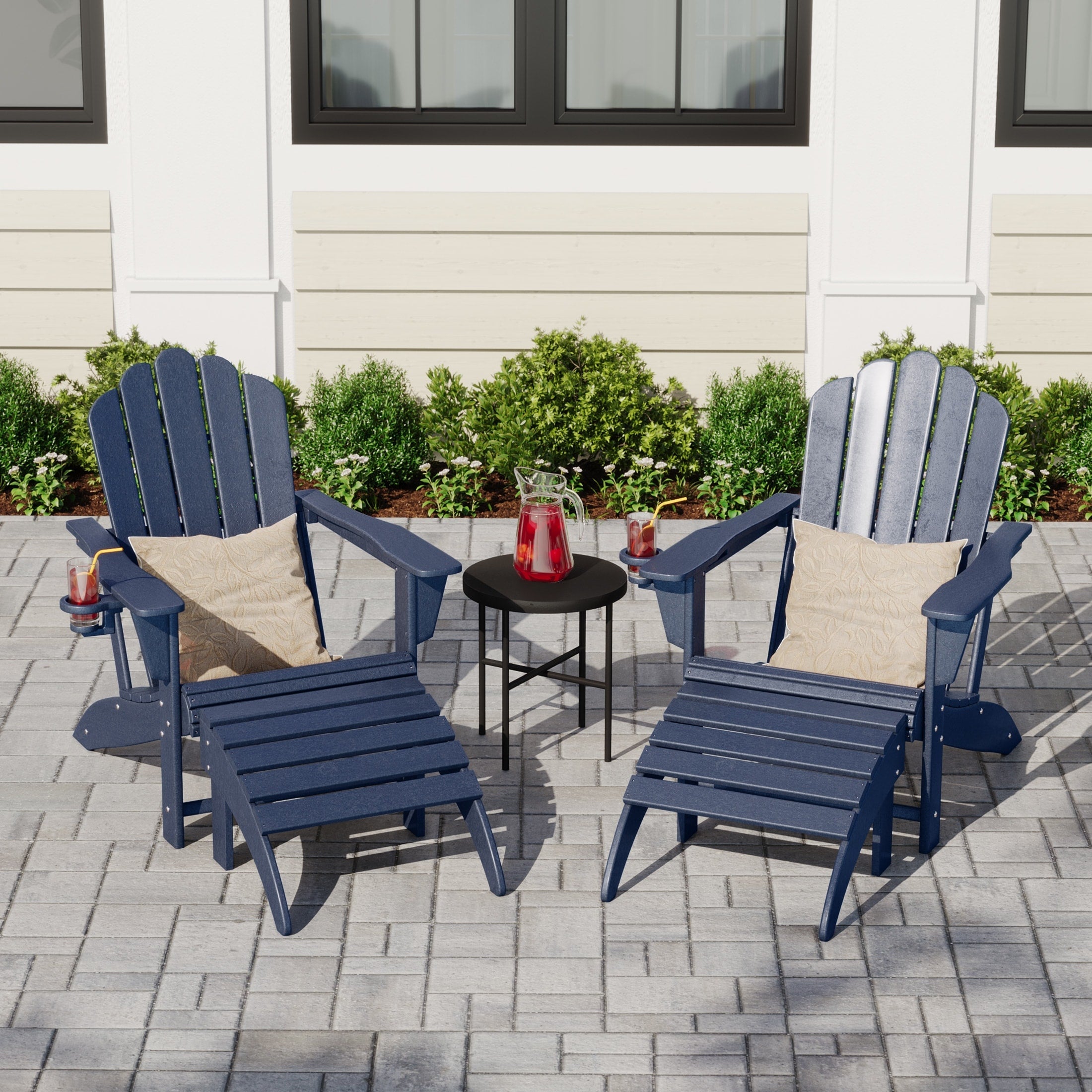 Ensemble de 4 chaises Adirondack d'extérieur Polytrends Aderson avec pouf