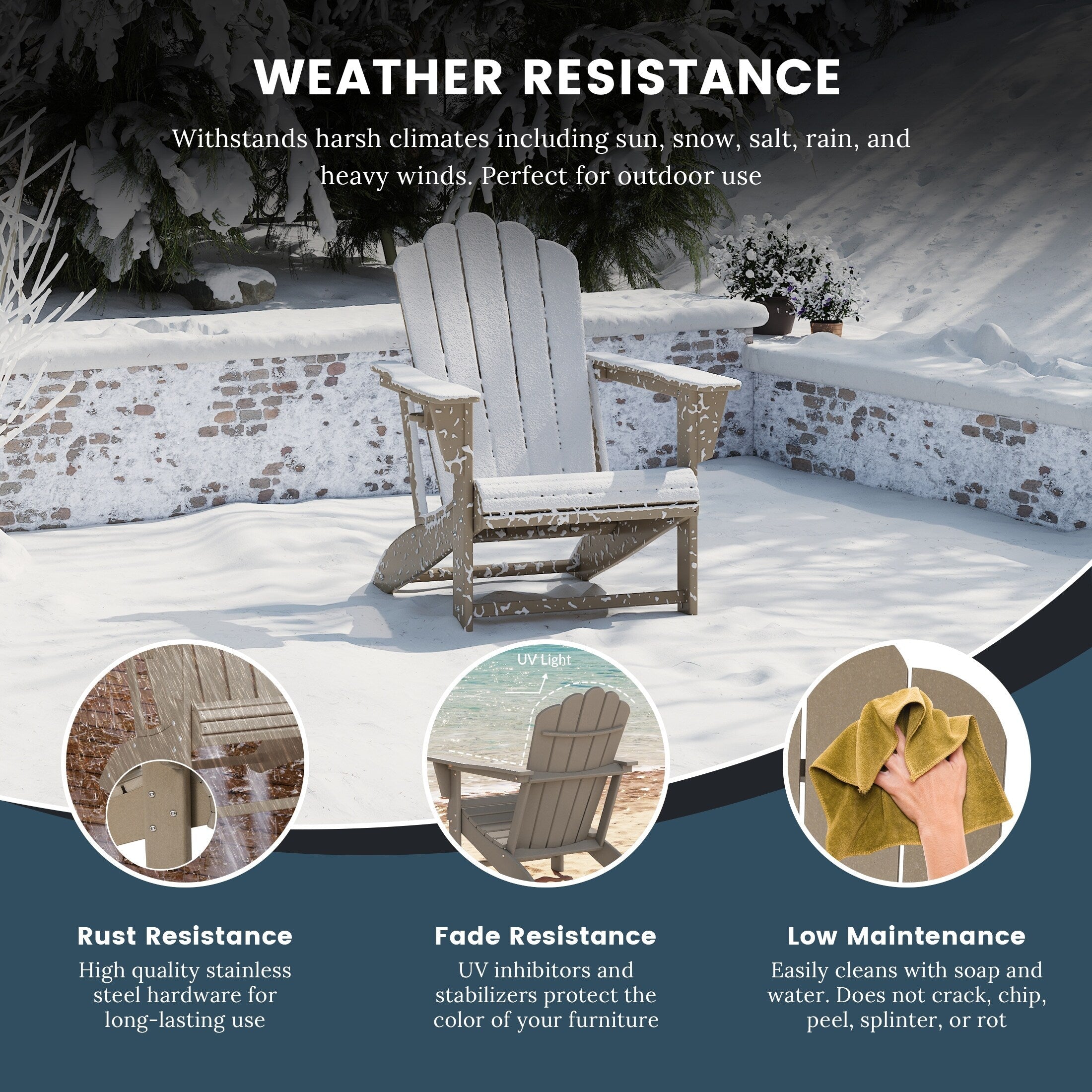 Ensemble de 4 chaises Adirondack d'extérieur Polytrends Aderson avec pouf