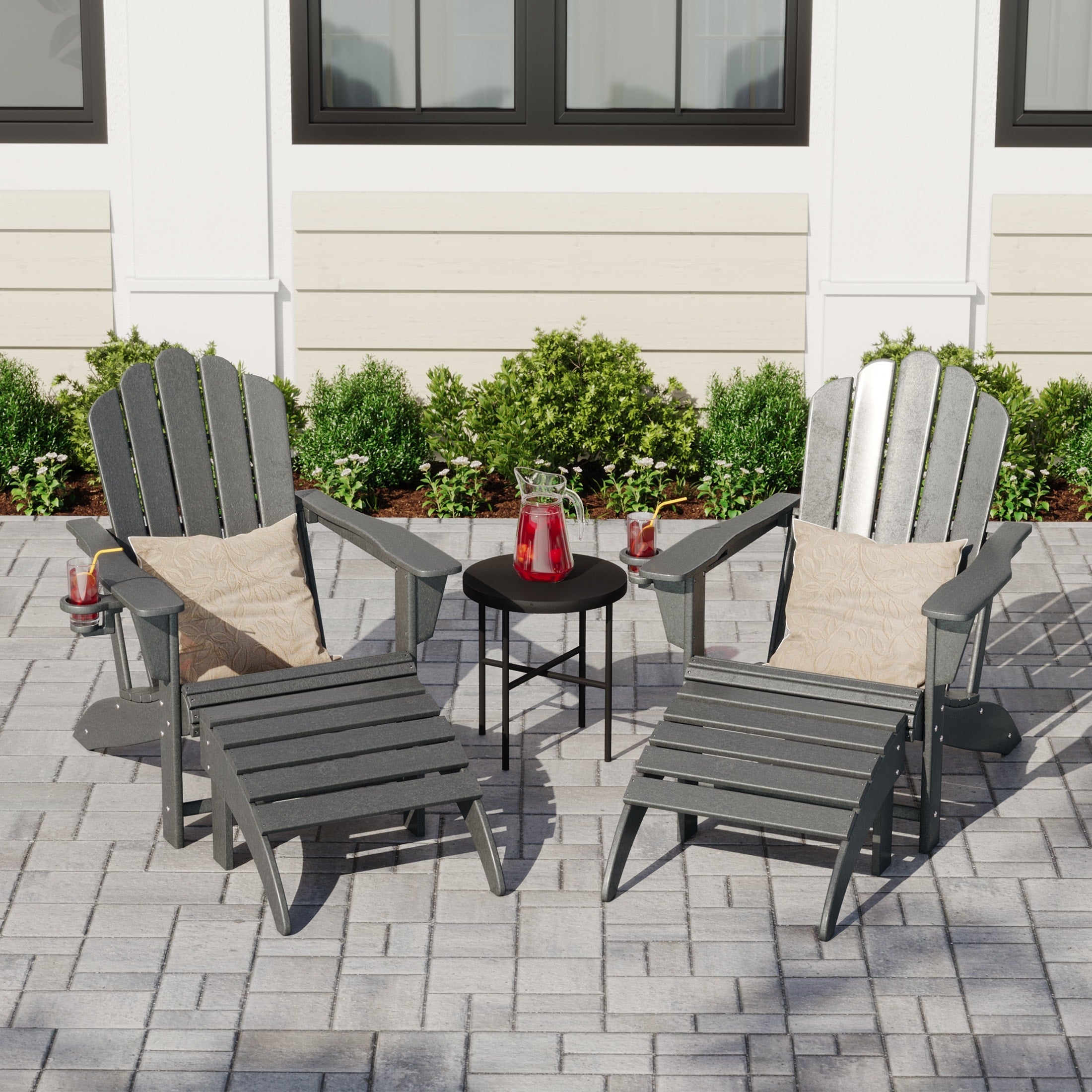 Ensemble de 4 chaises Adirondack d'extérieur Polytrends Aderson avec pouf