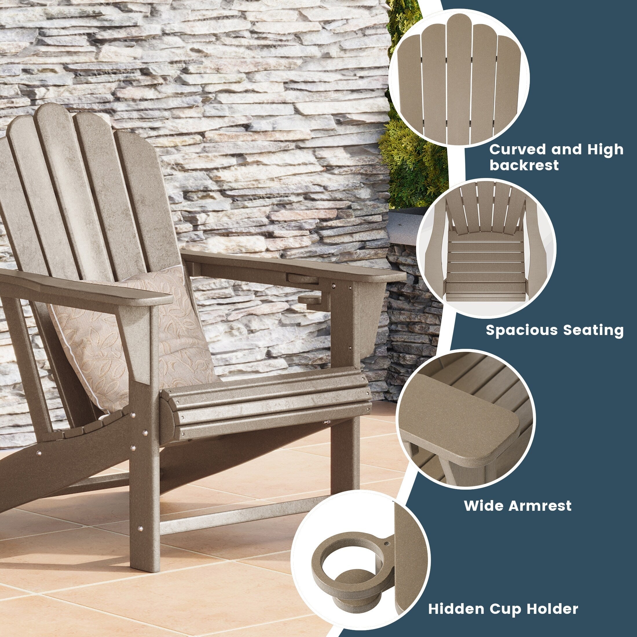 Ensemble de 4 chaises Adirondack d'extérieur Polytrends Aderson avec pouf