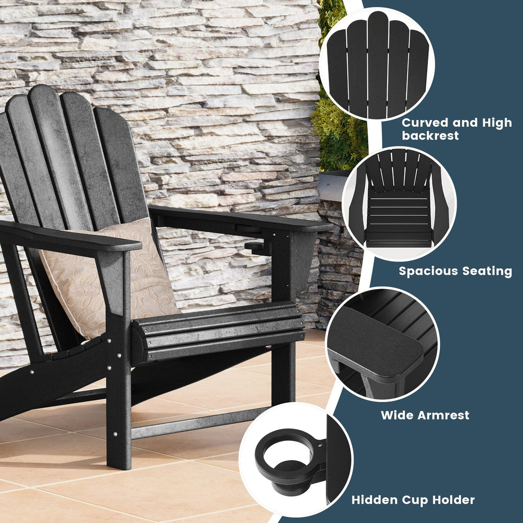 Ensemble de 4 chaises Adirondack d'extérieur Polytrends Aderson avec pouf