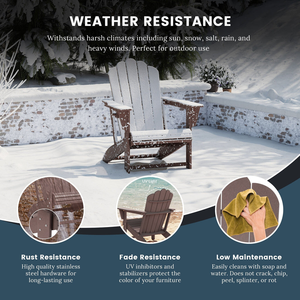 Ensemble de 4 chaises Adirondack d'extérieur Polytrends Aderson avec pouf