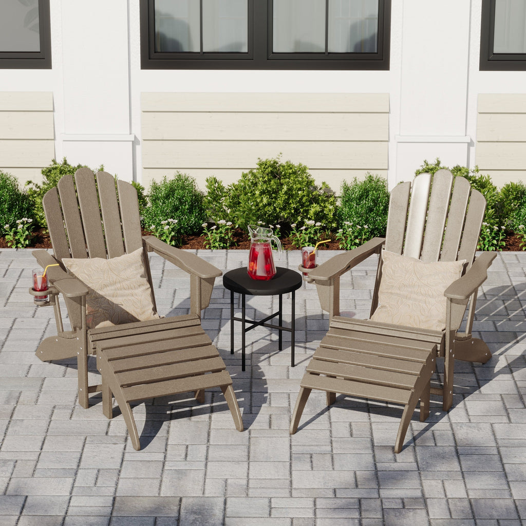 Ensemble de 4 chaises Adirondack d'extérieur Polytrends Aderson avec pouf
