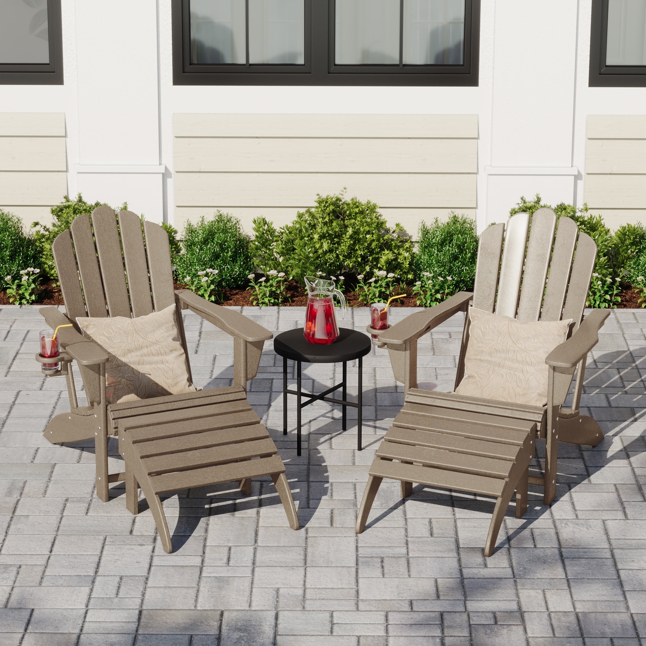 Ensemble de 4 chaises Adirondack d'extérieur Polytrends Aderson avec pouf