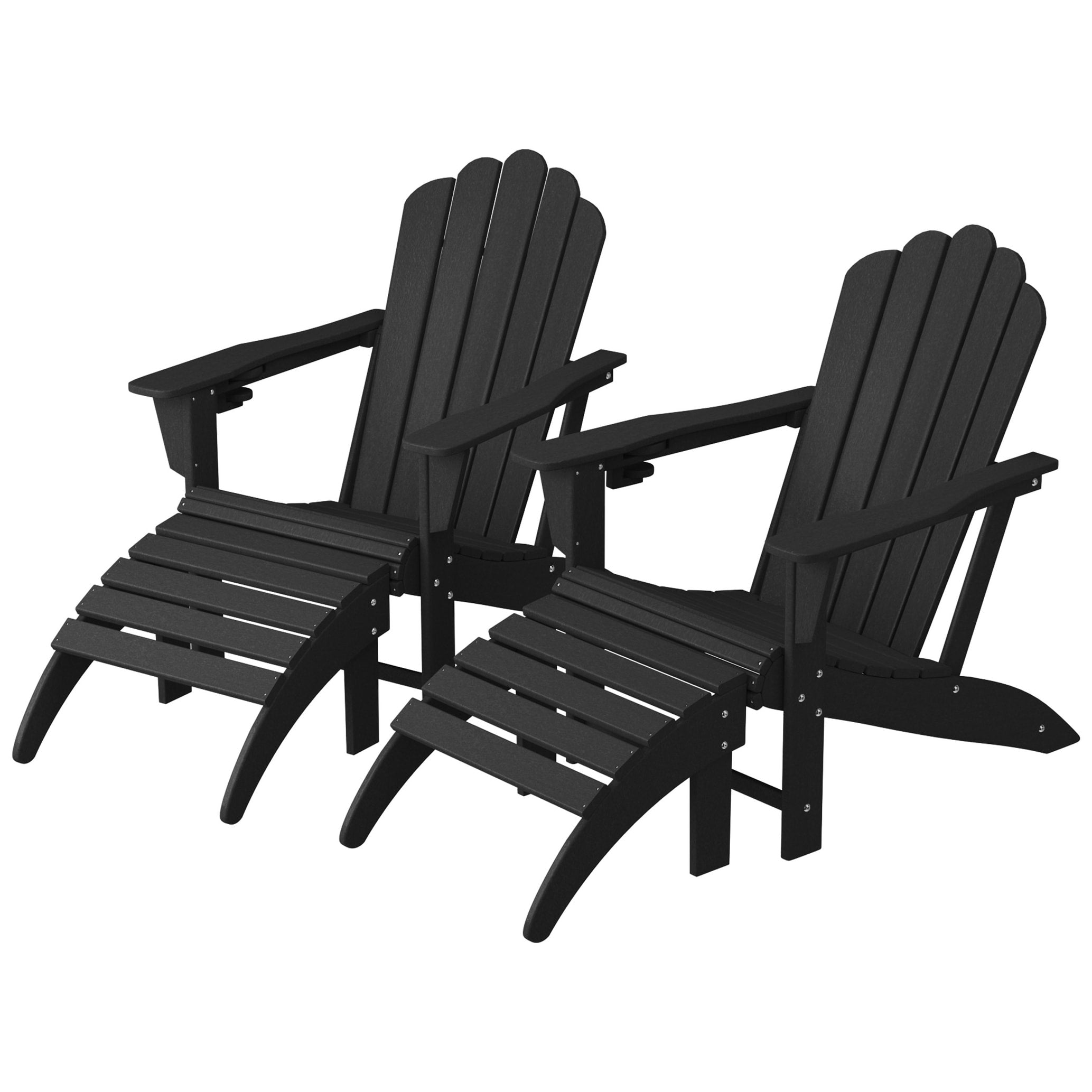 Ensemble de 4 chaises Adirondack d'extérieur Polytrends Aderson avec pouf