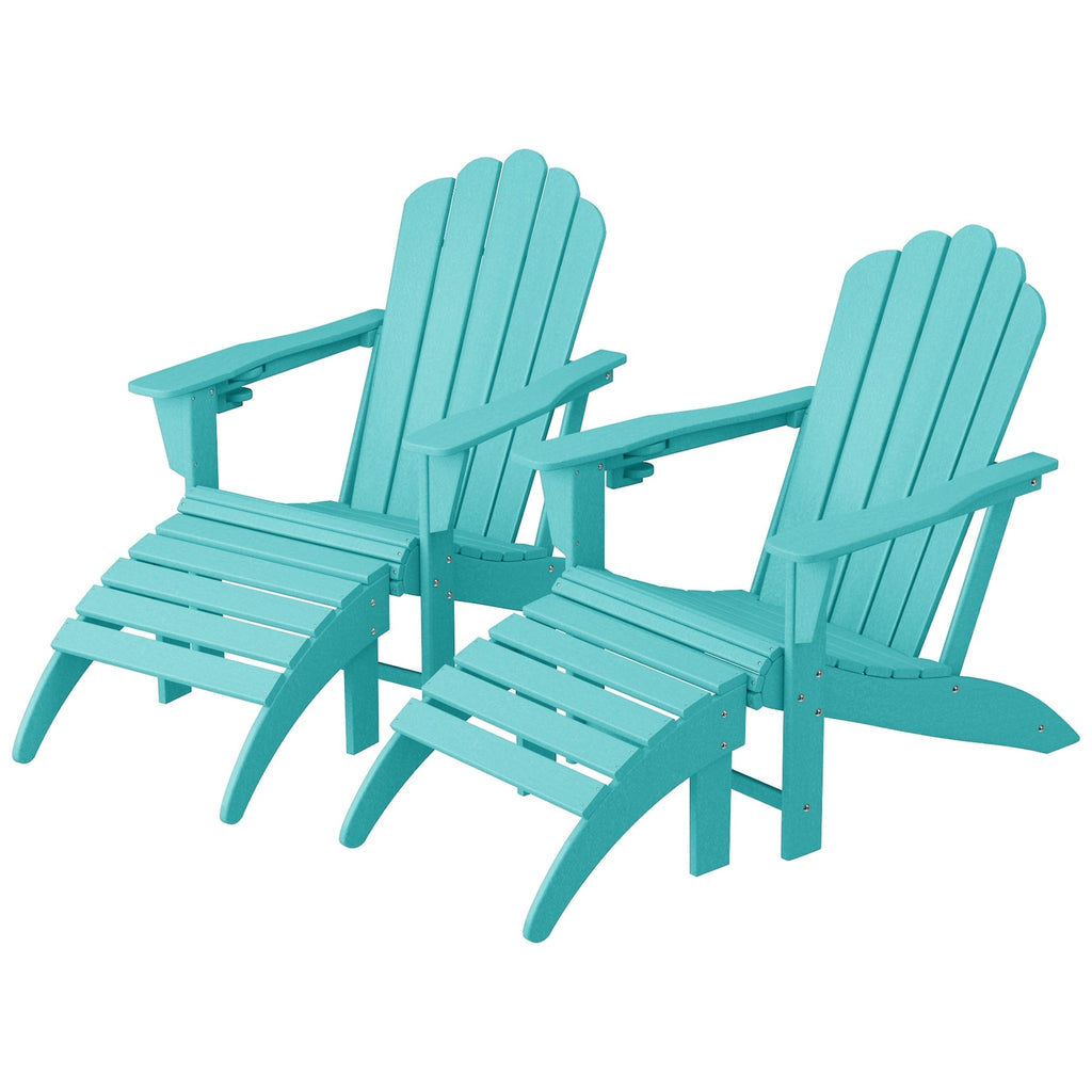 Ensemble de 4 chaises Adirondack d'extérieur Polytrends Aderson avec pouf