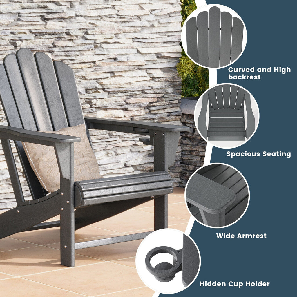 Ensemble de 4 chaises Adirondack d'extérieur Polytrends Aderson avec pouf