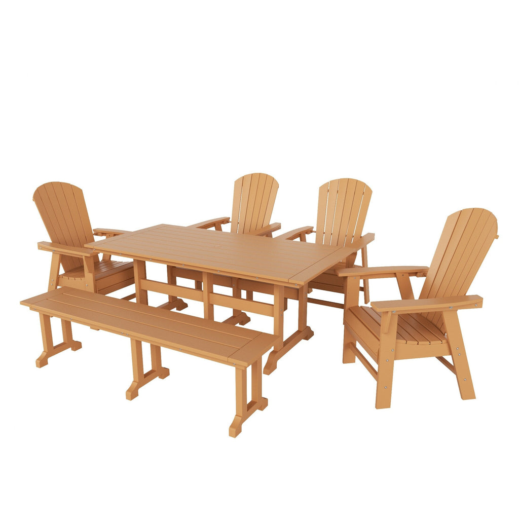 Ensemble de salle à manger d'extérieur Polytrends Altura 6 pièces, rectangulaire, écologique, toutes saisons, avec banc