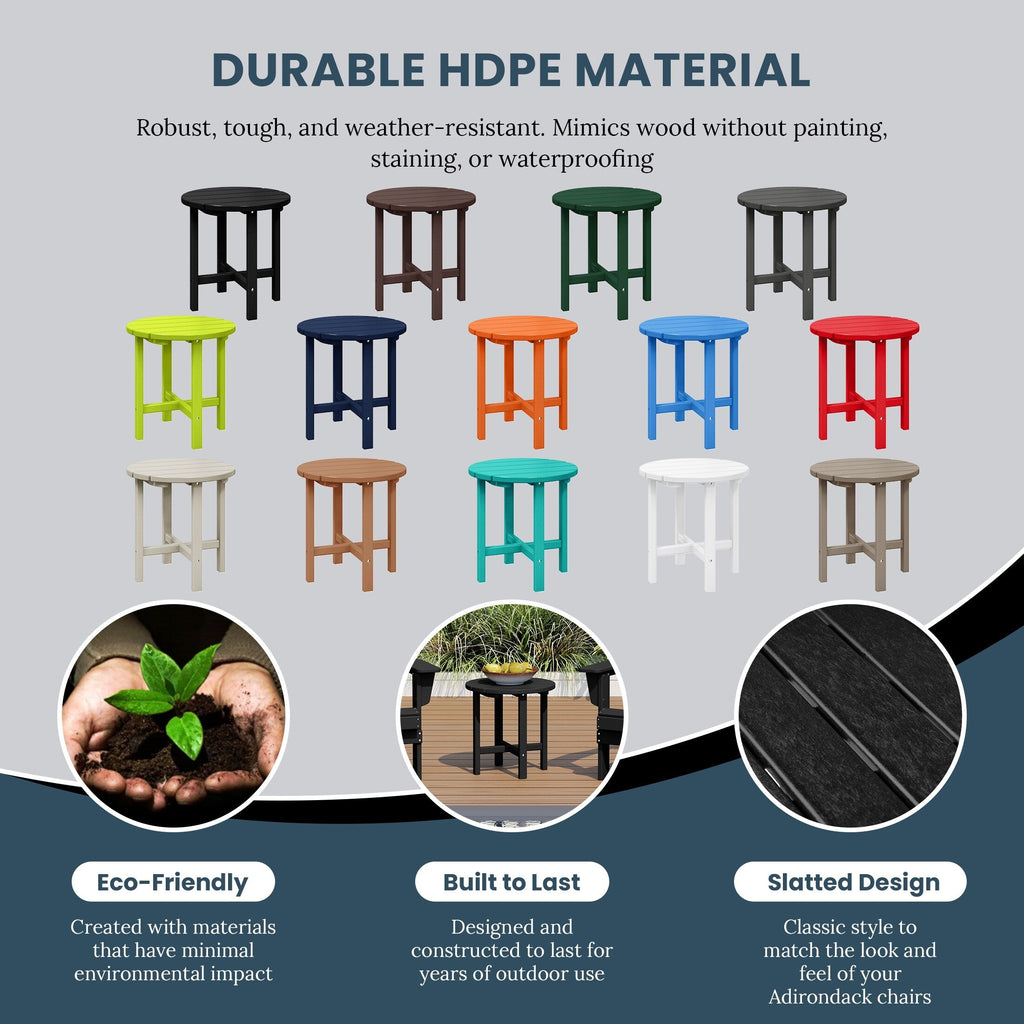 Polytrends Altura Eco-friendly All Weather Round 18 Side Table