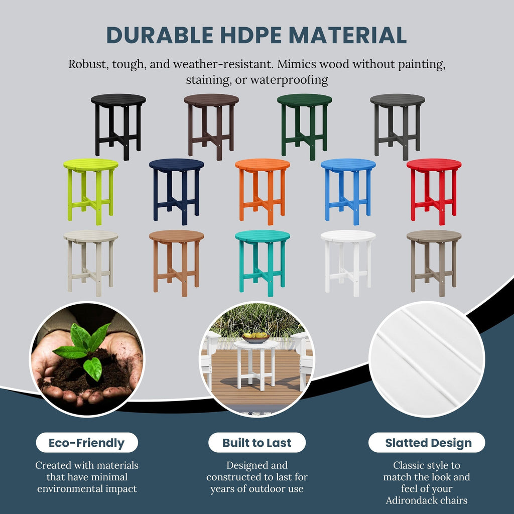Polytrends Altura Eco-friendly All Weather Round 18 Side Table