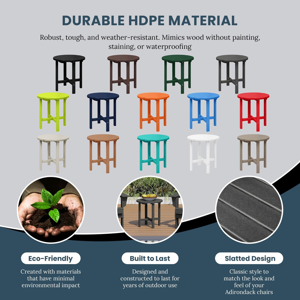 Polytrends Altura Eco-friendly All Weather Round 18 Side Table