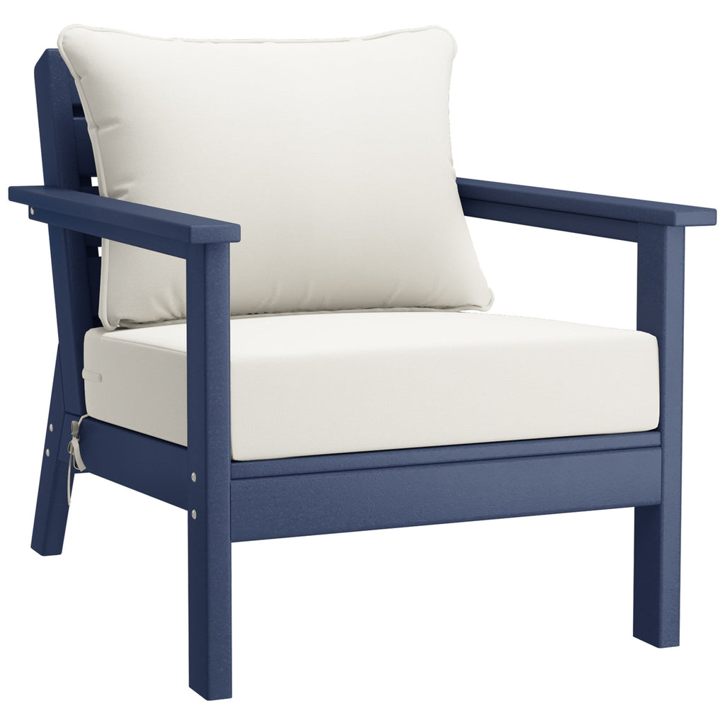 Ensemble de salon de jardin Polytrends Birchwood en PEHD toutes saisons, bleu marine, avec sièges profonds (5 pièces)