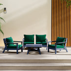Ensemble de salon de jardin Polytrends Birchwood en PEHD toutes saisons, bleu marine, avec sièges profonds (5 pièces)